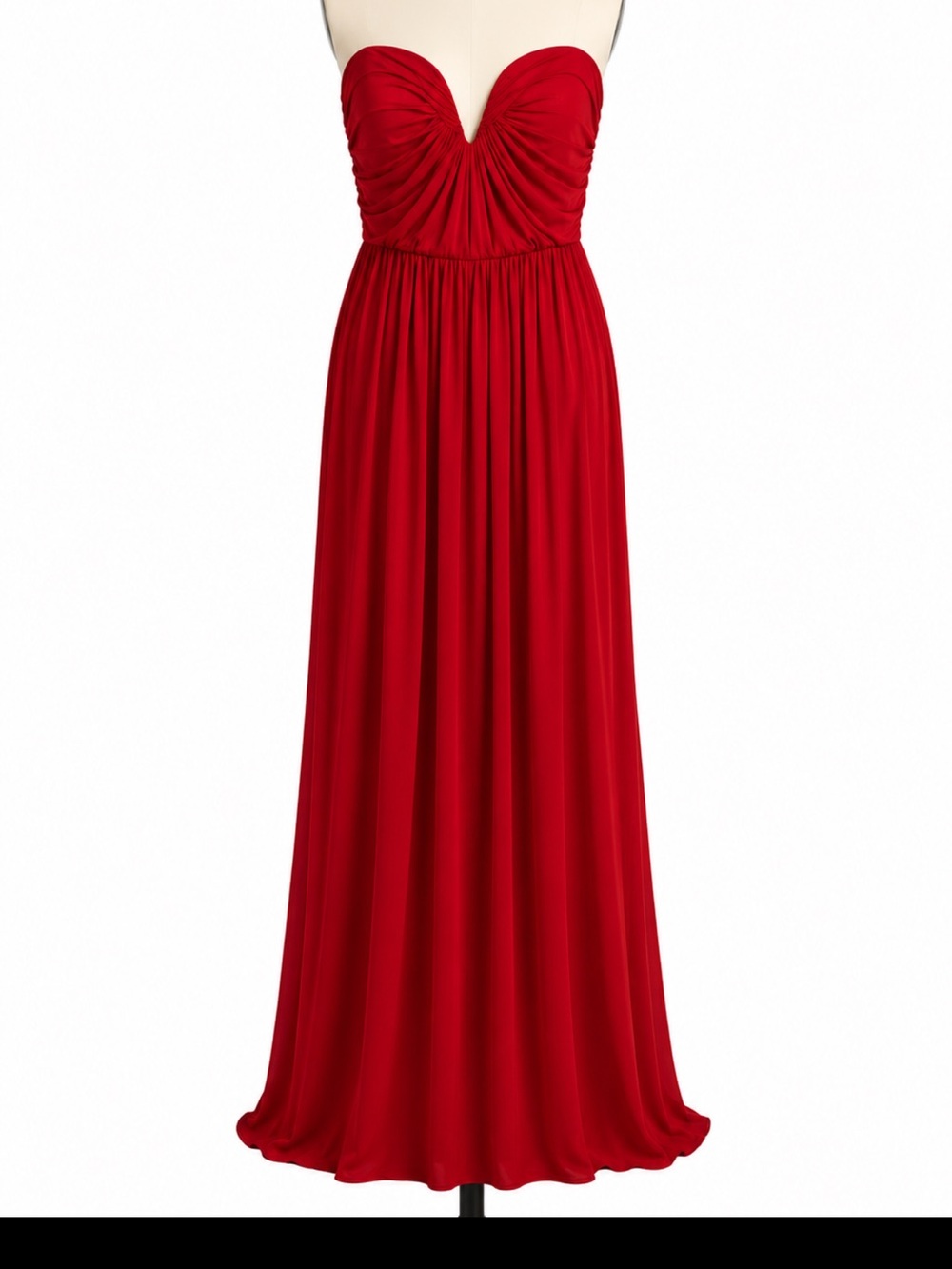 ML Monique Lhuillier Red Strapless Ruched Maxi Gown Fits Size 4 NWOT